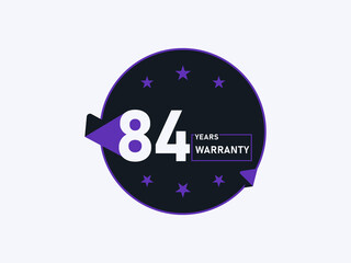 84 years warranty icon isolated on white background