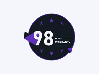 98 years warranty icon isolated on white background