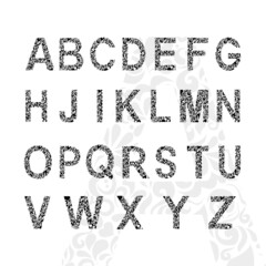 text font alphabet letters vector ornament pattern template black and white