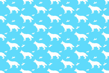 White silhouette of German shepherd dog.