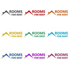 Rooms for rent color icon set