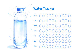 Water tracker with bottle of water