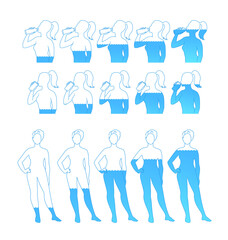 Collection of female silhouettes drinking water