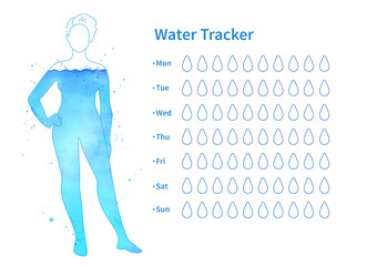 Water tracker with female silhouette