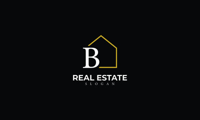 Alphabet B Real Estate Monogram Vector Logo Design, Letter B House Icon Template