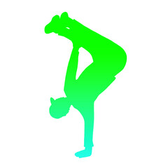 Breakdance green silhouette standing on one hand