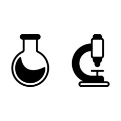 Flask and microscope icon with glyph style. Suitable for website design, logo, app and UI. Based on the size of the icon in general, so it can be reduced.