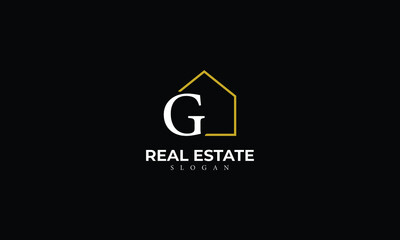 Alphabet G Real Estate Monogram Vector Logo Design, Letter G House Icon Template