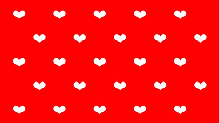 white hearts pattern on red background
