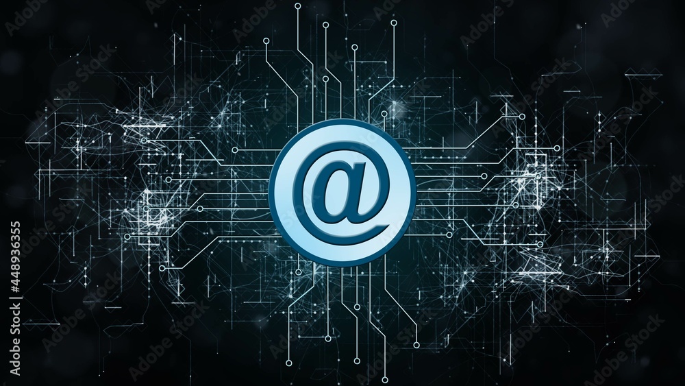 Poster at logo between information connecting lines - abstract background - internet technology concept - s