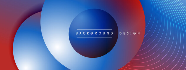 Gradient circles with shadows. Vector techno abstract background. Modern overlapping forms wallpaper background, design template