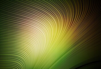 Dark Green, Yellow vector background with bent lines.