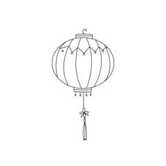 Vector outline illustration of chinese lantern. Editable stroke or contour.