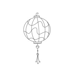 Vector outline illustration of chinese lantern. Editable stroke or contour.