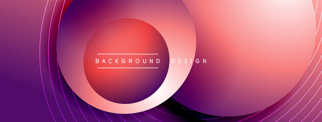 Gradient circles with shadows. Vector techno abstract background. Modern overlapping forms wallpaper background, design template