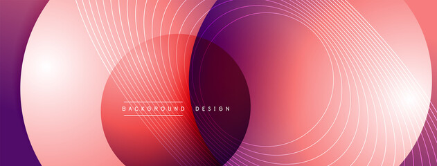 Gradient circles with shadows. Vector techno abstract background. Modern overlapping forms wallpaper background, design template