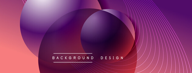 Gradient circles with shadows. Vector techno abstract background. Modern overlapping forms wallpaper background, design template