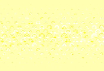 Light Red vector texture with rainbows, clouds.