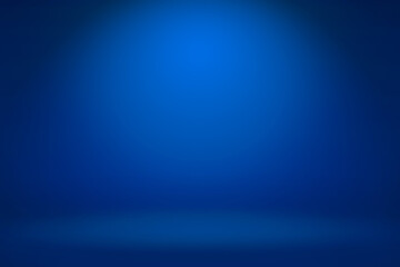 Empty dark blue studio room with light and shadow abstract background. Copy space studio room for...