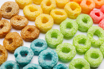 Cereal rings on white background