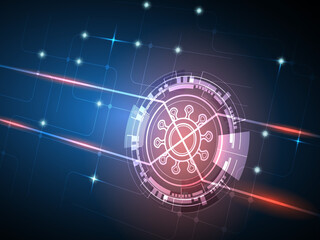 2d illustration Abstract futuristic electronic circuit technology background