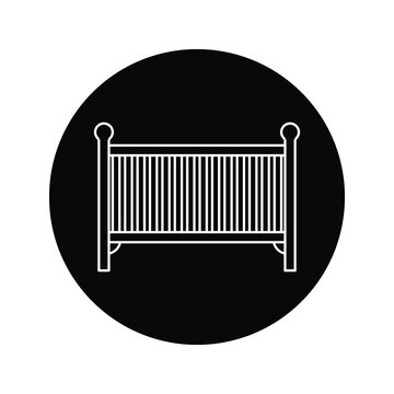 recommend clip art: Baby crib or infant bed with hanging toys flat vector icon for apps and websites color editable