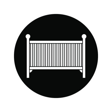 recommend clip art: Baby crib or infant bed with hanging toys flat vector icon for apps and websites color editable