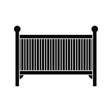 recommend clip art: Baby crib or infant bed with hanging toys flat vector icon for apps and websites color editable