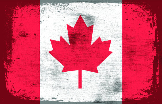 Grunge flag of Canada.Vintage Canada flag.