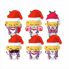 Santa Claus emoticons with cupcake with holly berry cartoon character