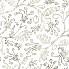 Fototapeta premium Seamless floral pattern. Vintage print for textiles. Drawing made with pencils on paper.