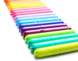 Colorful markers on white background