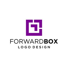 Bold and clear logo about a box and forward icon.
EPS10,Vector.