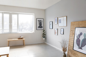 Interior of modern art gallery