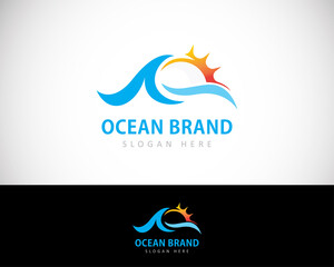 ocean logo creative summer sun water wave logo illustration vector