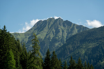 beautiful panoramic view in the mountains the hohe tauern national park in austria at a sunny summer day
