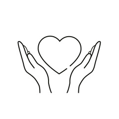 Healthcare hands holding heart flat vector icon line for apps and website.