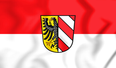 3D Flag of Nuremberg (Bavaria), Germany. 3D Illustration.