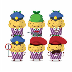 Obraz na płótnie Canvas A dedicated Police officer of cupcake with holly berry mascot design style