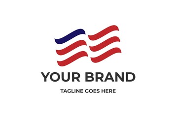 Simple Minimalist American USA US Flag Logo Design Vector