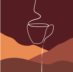 Creative minimalist illustrations for wall decoration, postcard or brochure cover design. Coffee Cup Vector Illustration EPS10.