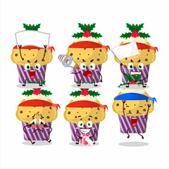 Mascot design style of cupcake with holly berry character as an attractive supporter