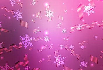 Fototapeta na wymiar Light Pink vector pattern in Christmas style.