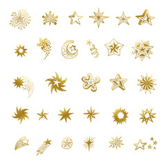 Collection of stars of various shapes.
