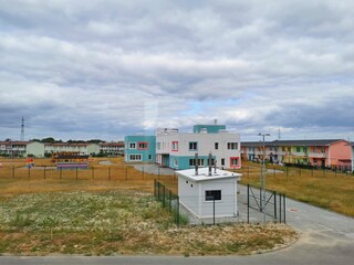 sunset in the cottage village happiness summer evening