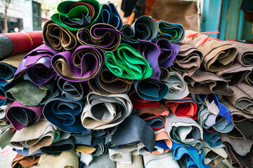 Vegetable tanned leather sell in craft shop for leather working