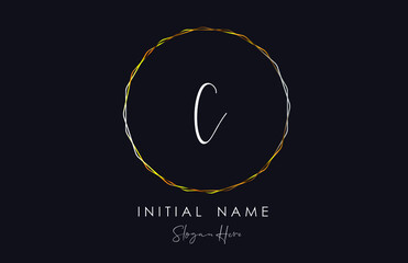 Stylish and Elegant luxurious logo of letter C with golden polygon and dark blue background for company name or initial name.