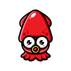 cute baby octopus cartoon character vector design