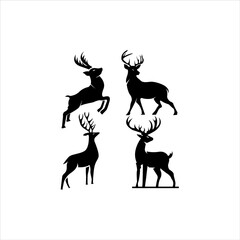collection of deer silhouette vector logo