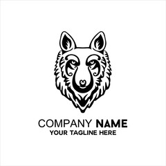 wolf head outline logo vector